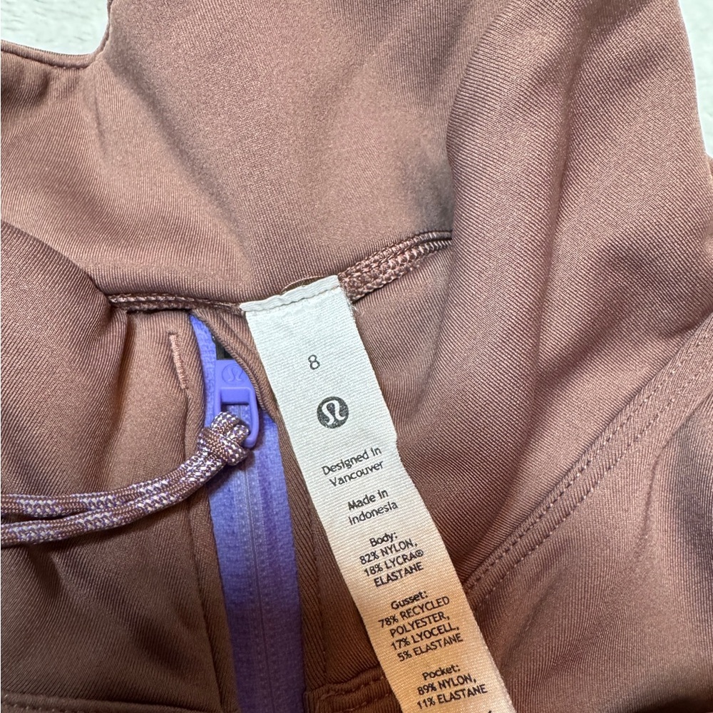 Like new Lululemon Tech Fleece Hiking Zip Pullover - Dark Oxide and Pink Size 8 - Picture 8 of 12